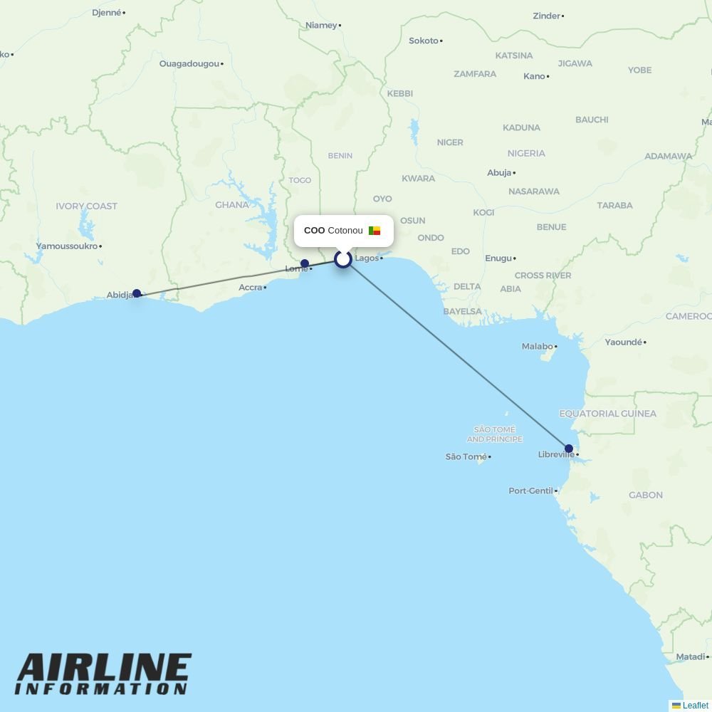 Air Cote DIvoire routes from COO
