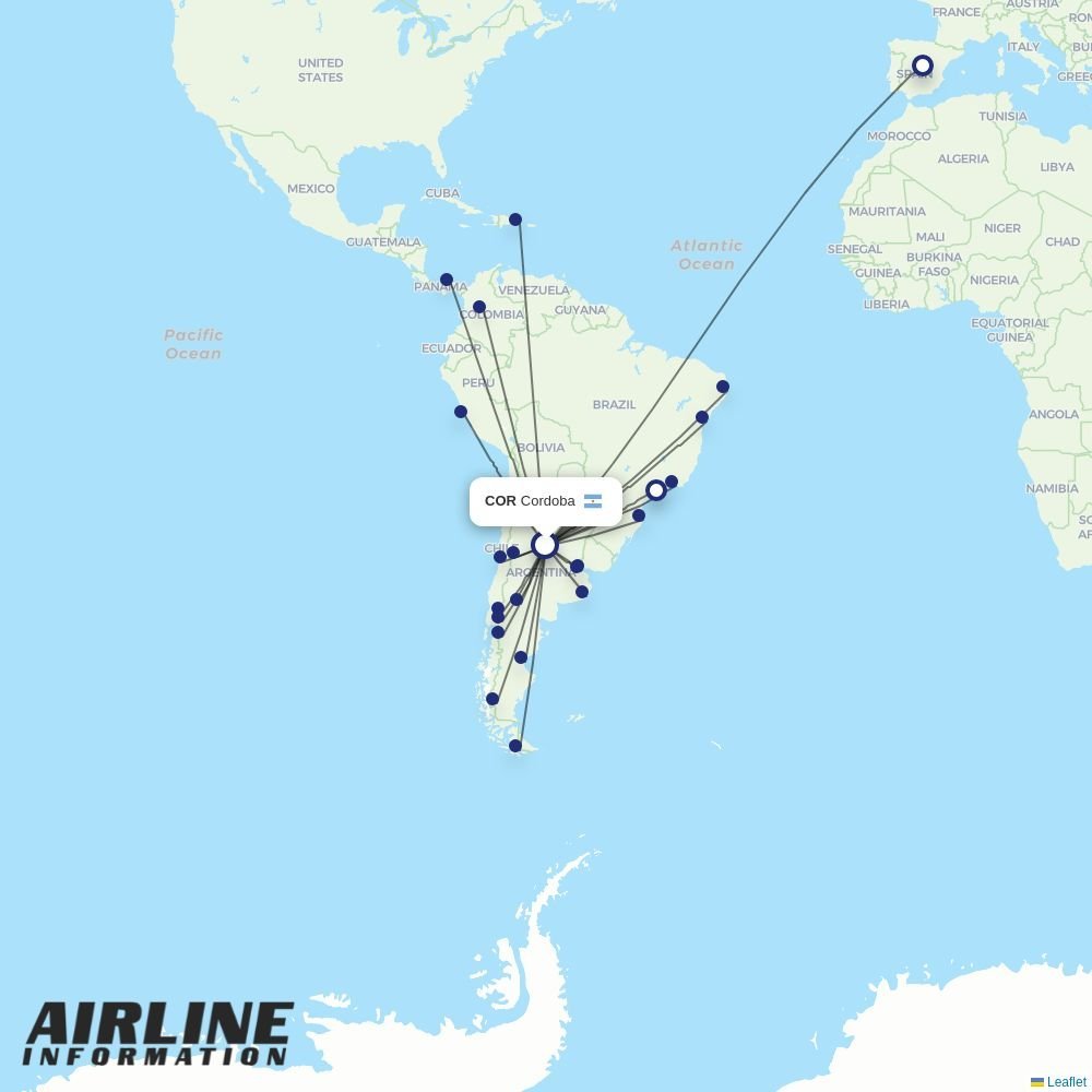 Aerolineas Argentinas routes from COR