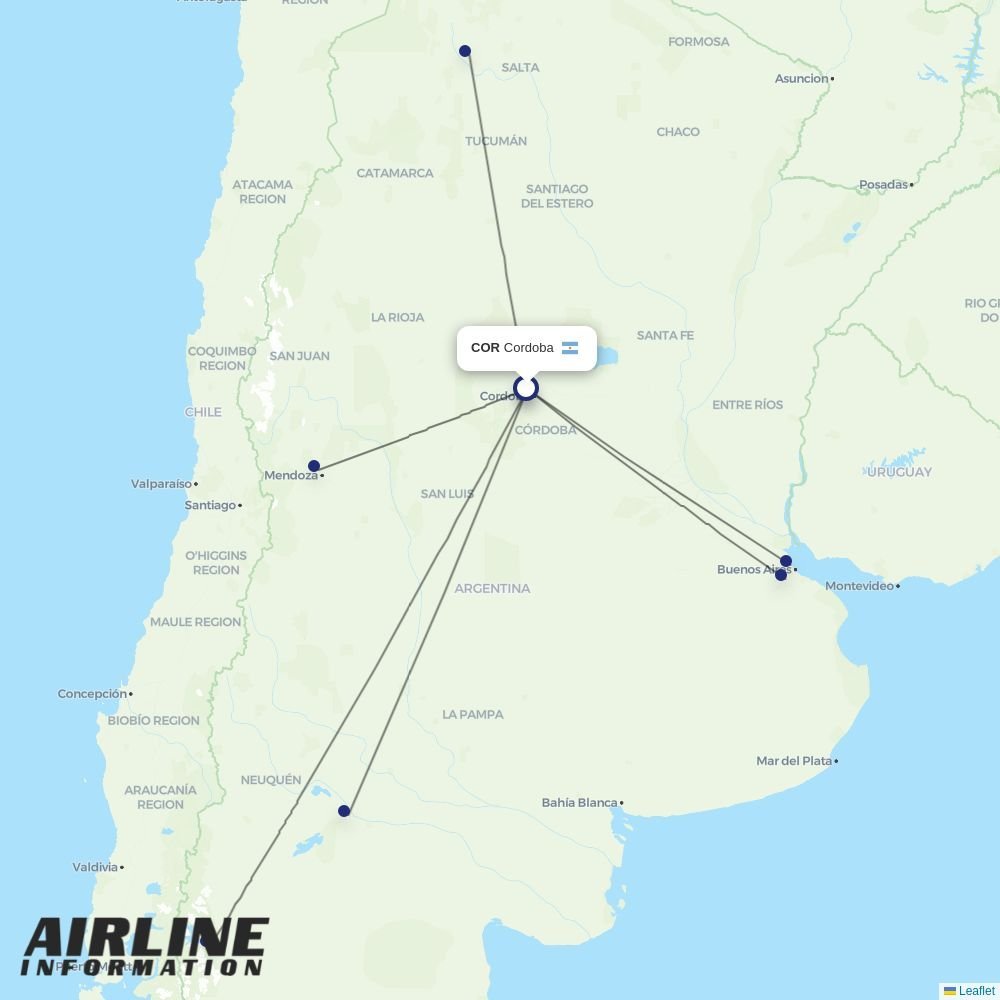 Felix Airways routes from COR
