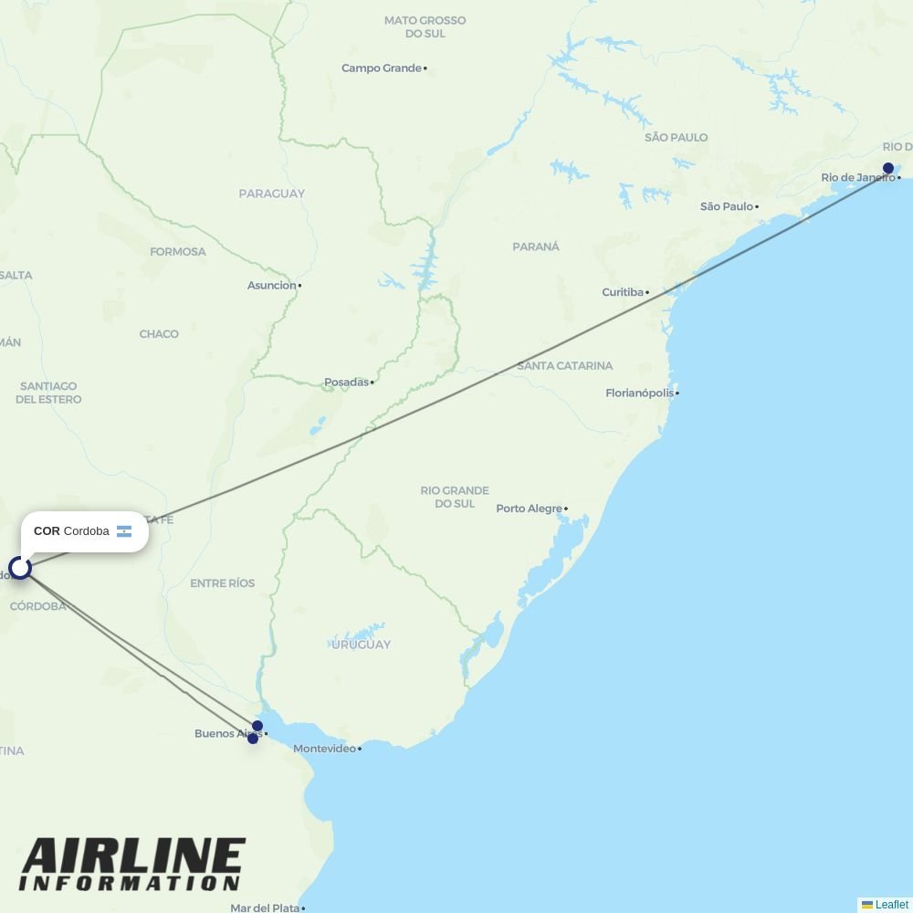 JetSMART routes from COR