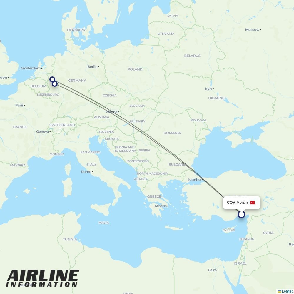 Corendon Airlines routes from COV