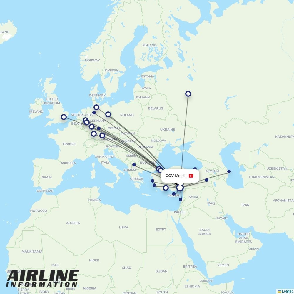 SunExpress routes from COV