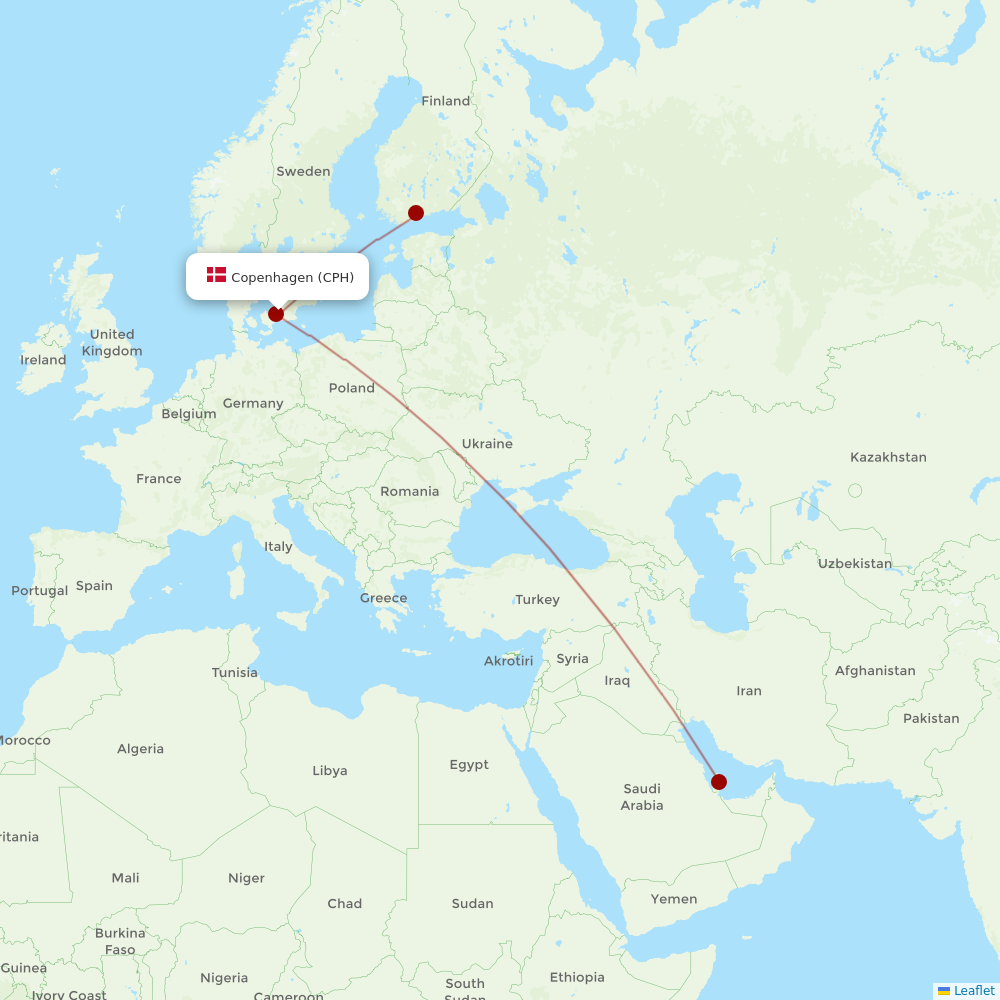 Finnair at CPH route map
