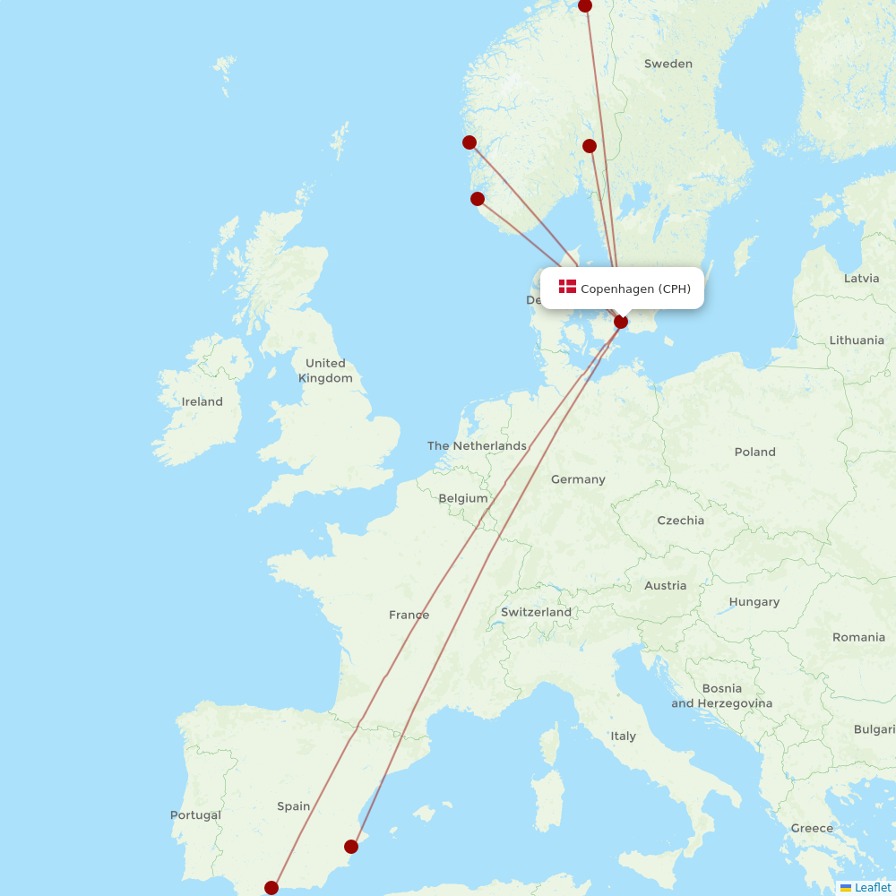 Norwegian Air at CPH route map