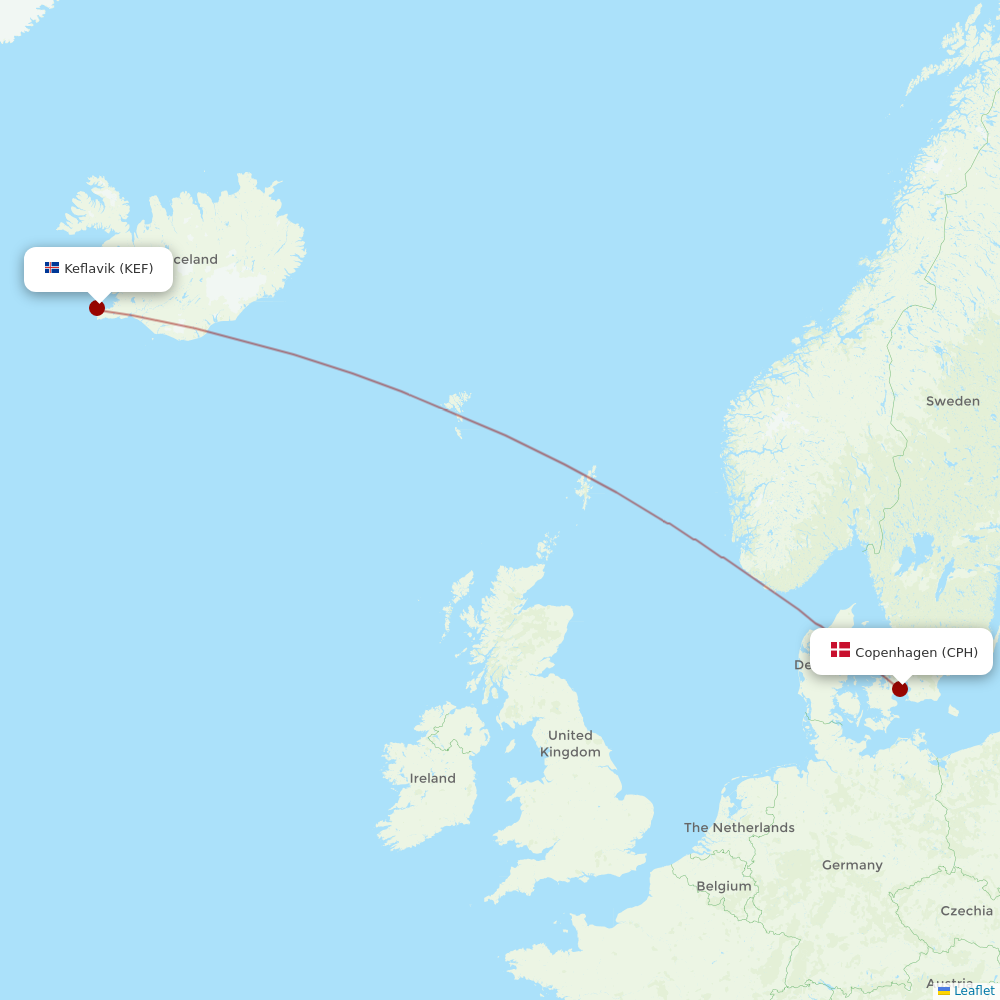 Icelandair at CPH route map