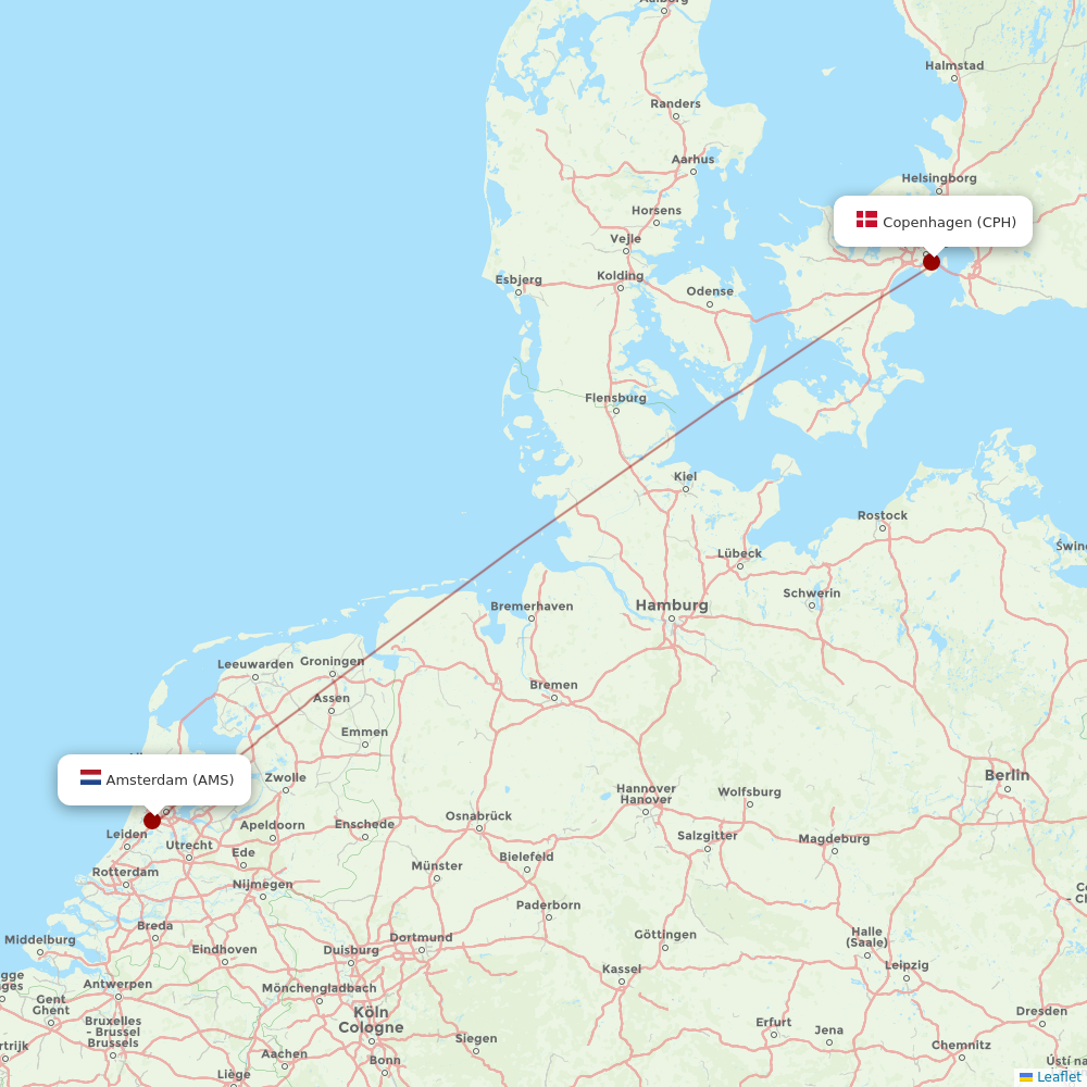 KLM at CPH route map