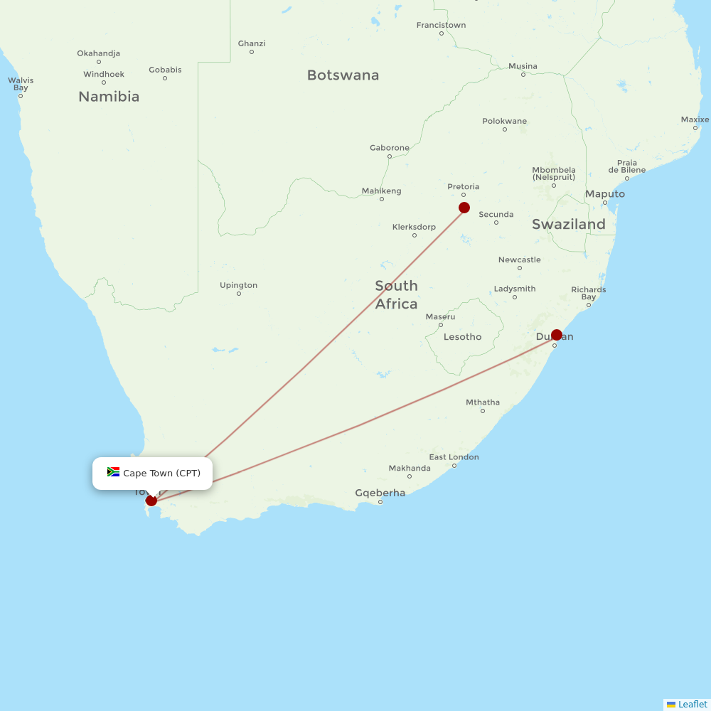 Global Aviation at CPT route map