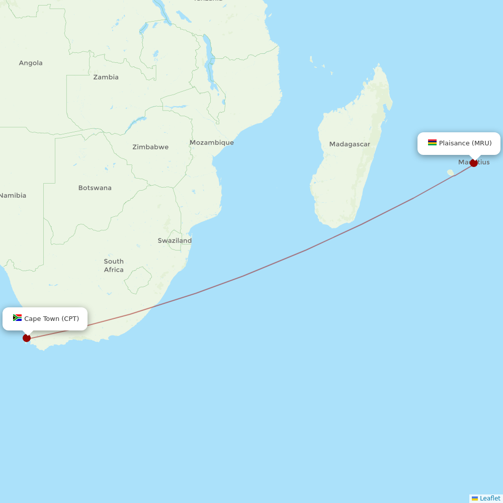 Air Mauritius at CPT route map