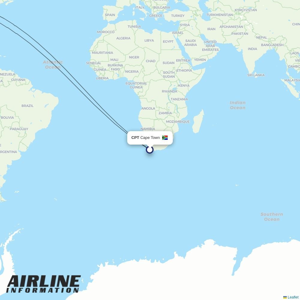 United routes from CPT