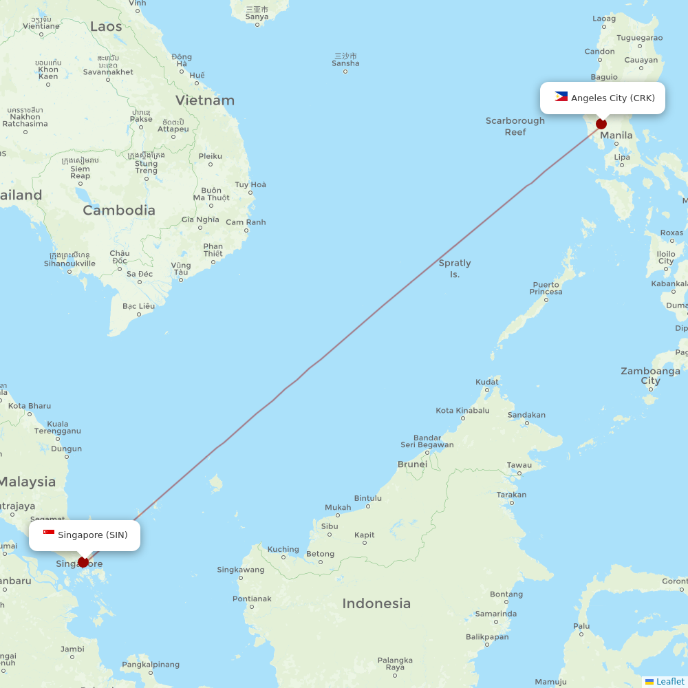 Jetstar Asia at CRK route map