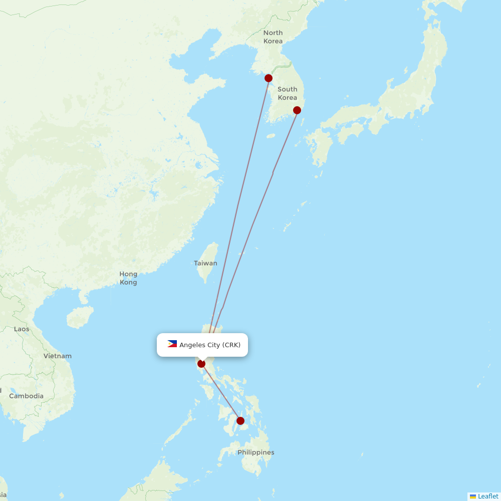 Philippine Airlines at CRK route map