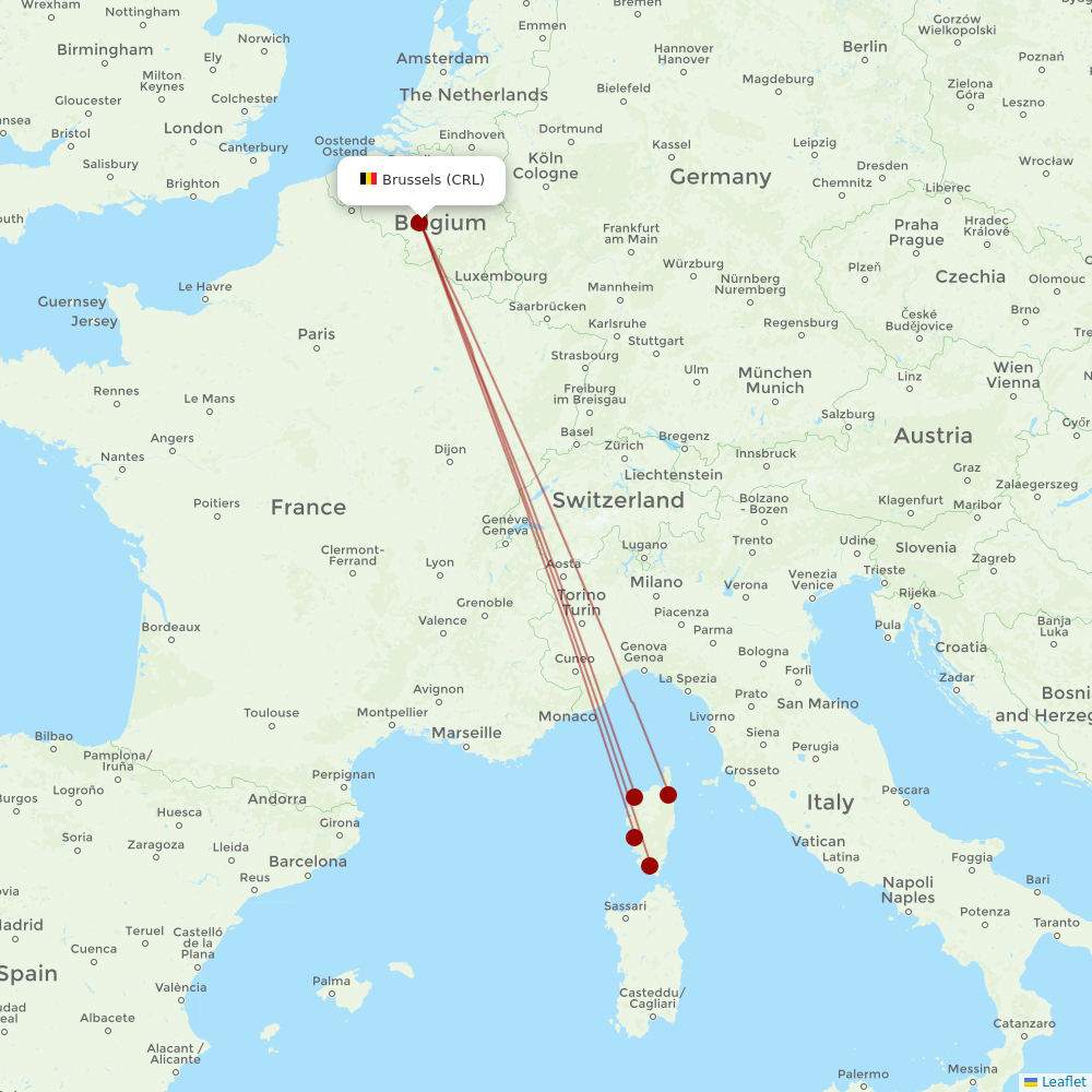 Air Corsica at CRL route map