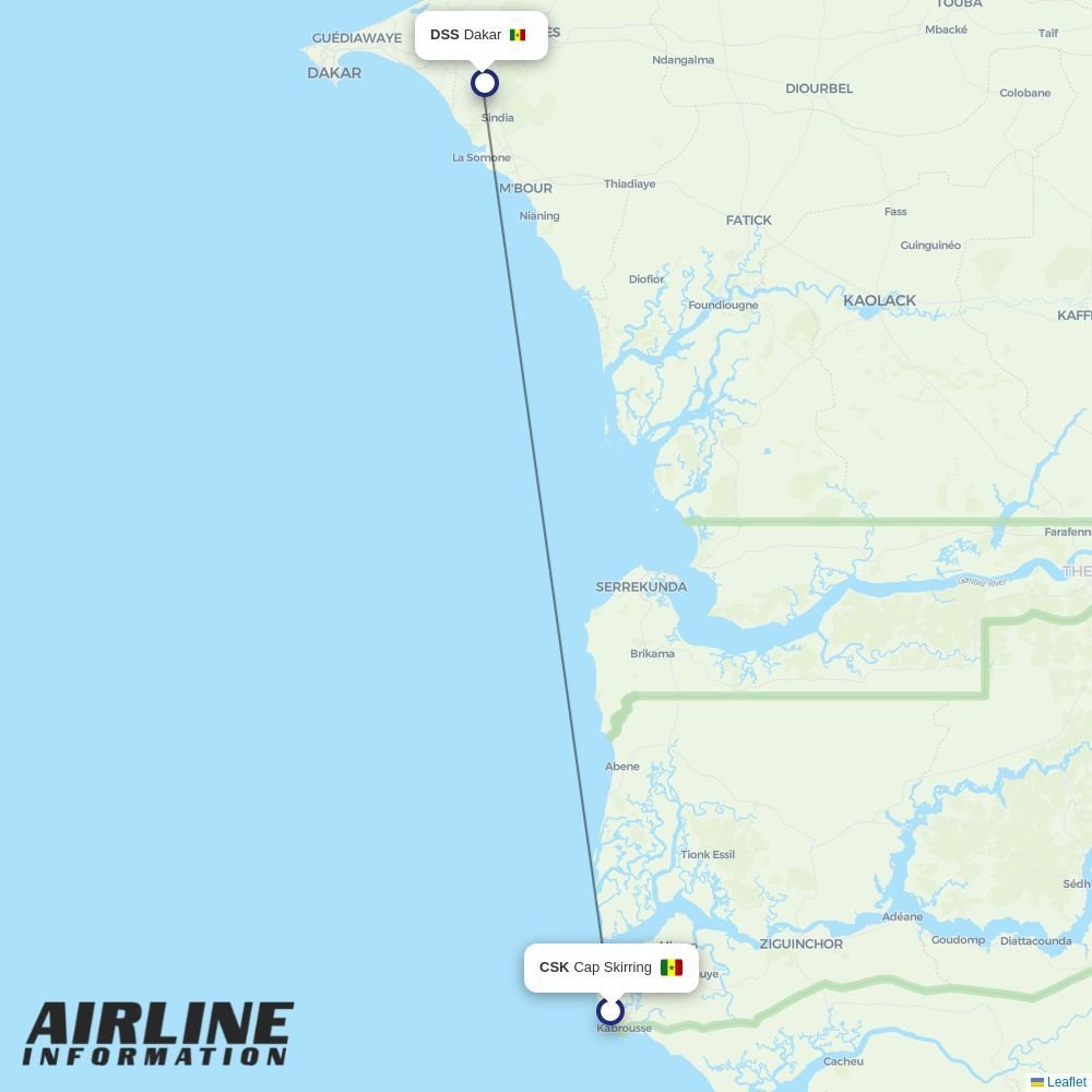 Air Senegal routes from CSK