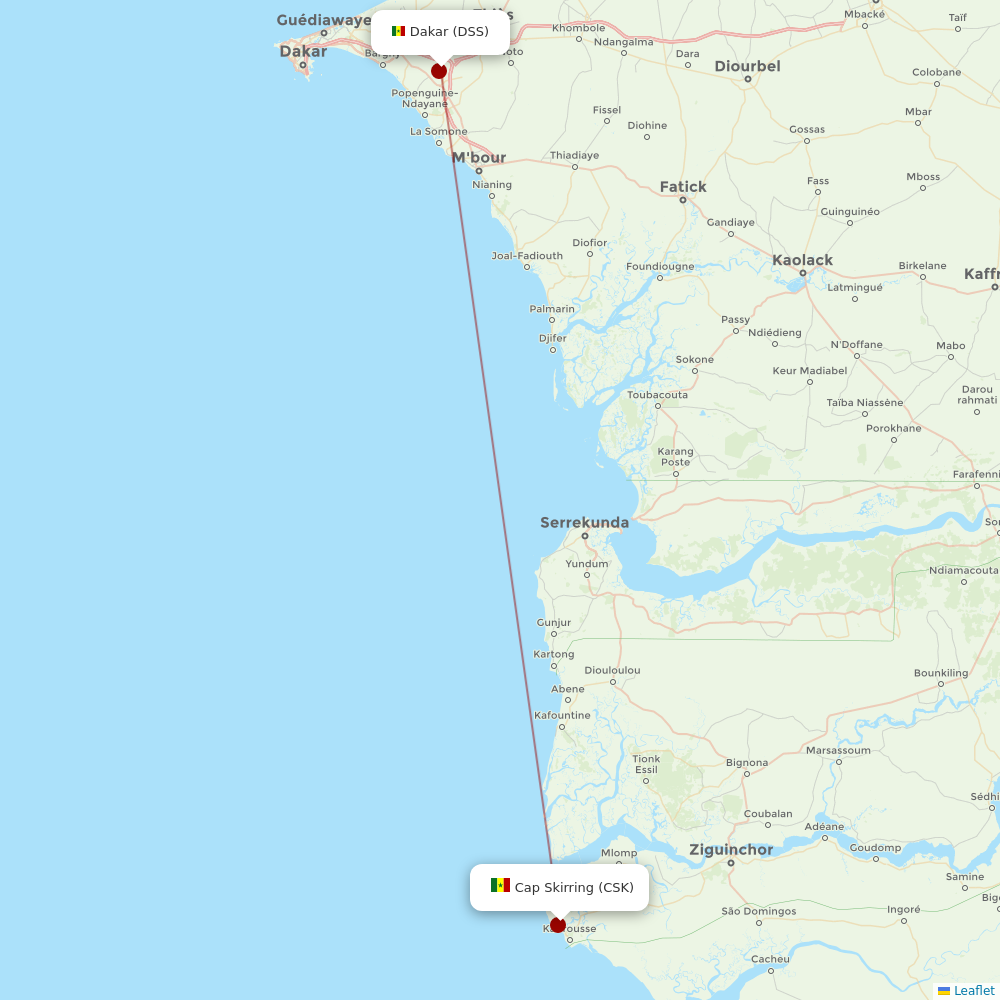Air Senegal at CSK route map