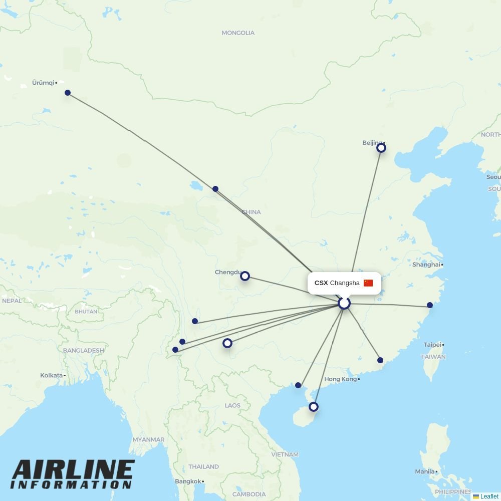 Air Travel routes from CSX