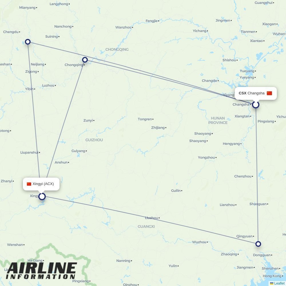 Airlines with flights from Changsha to Xingyi (CSX to ACX) | Airline ...