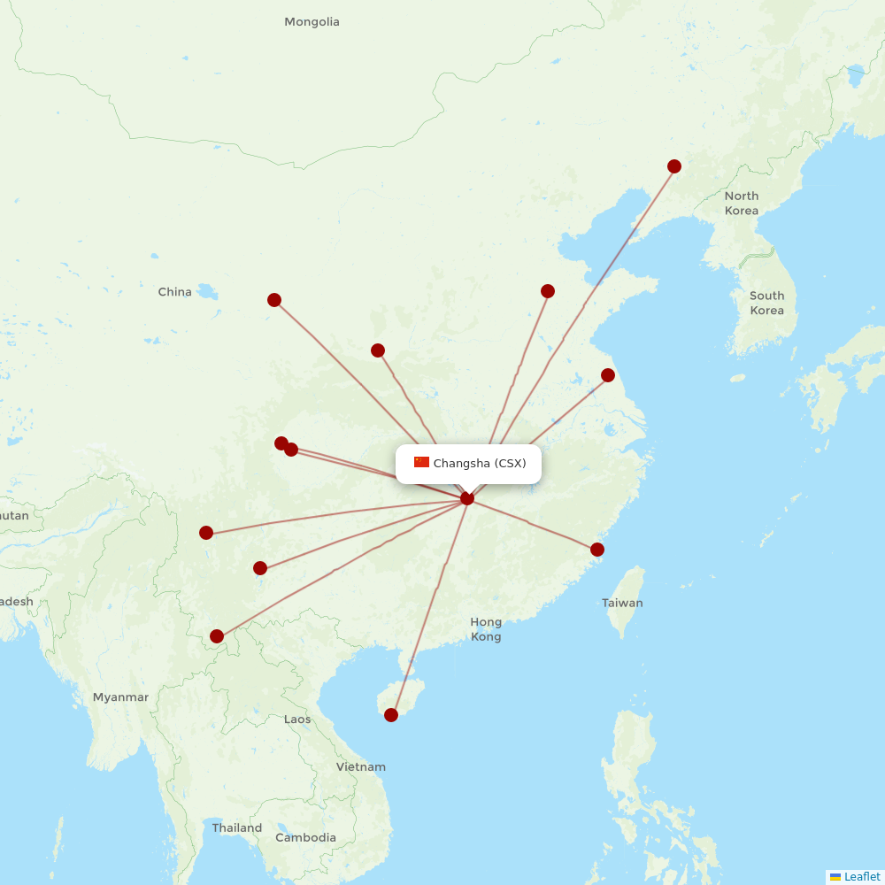 Chengdu Airlines at CSX route map