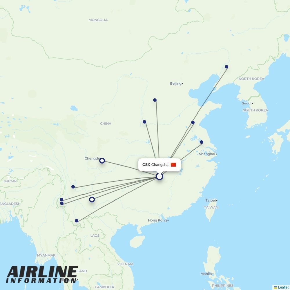 Kunming Airlines routes from CSX