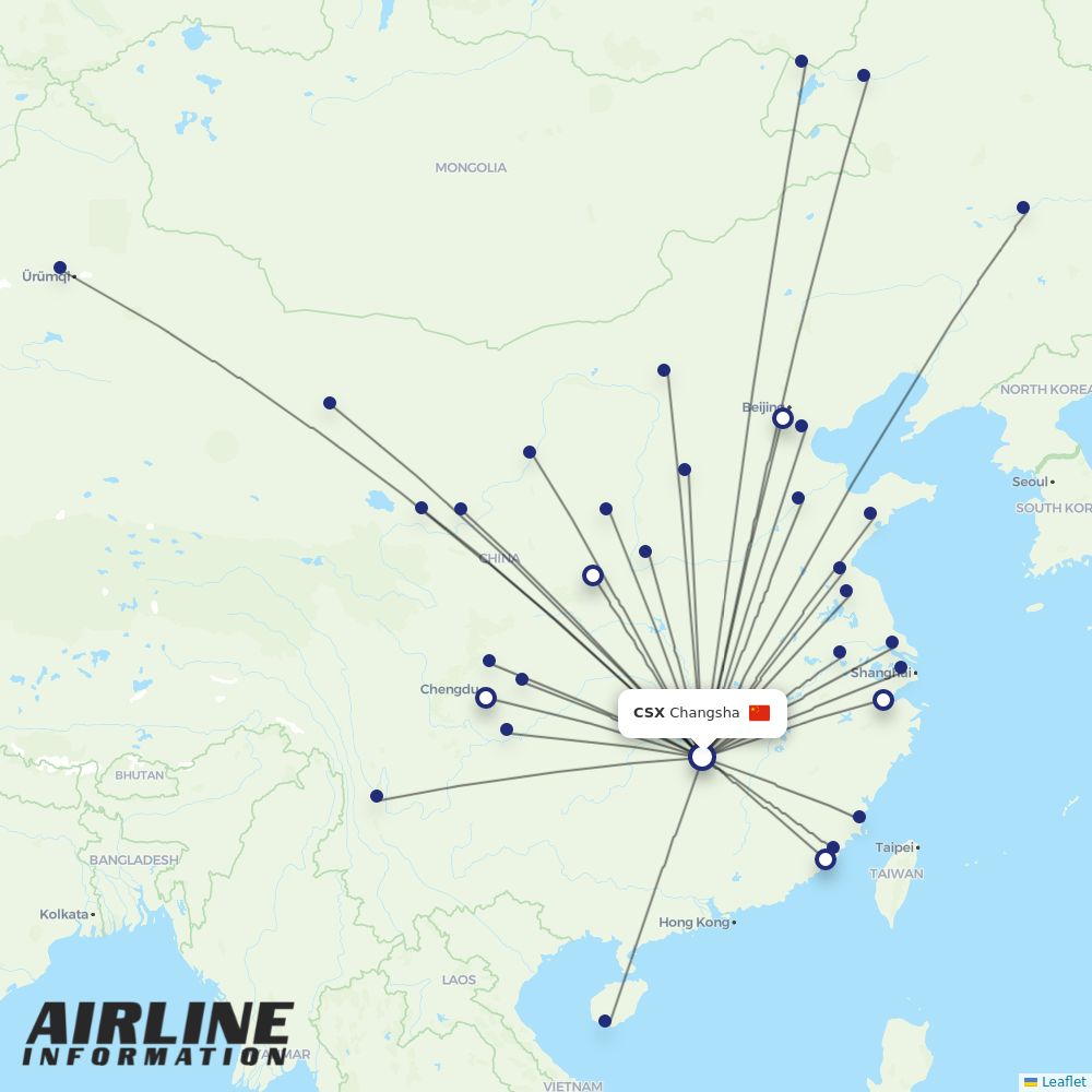XiamenAir routes from CSX