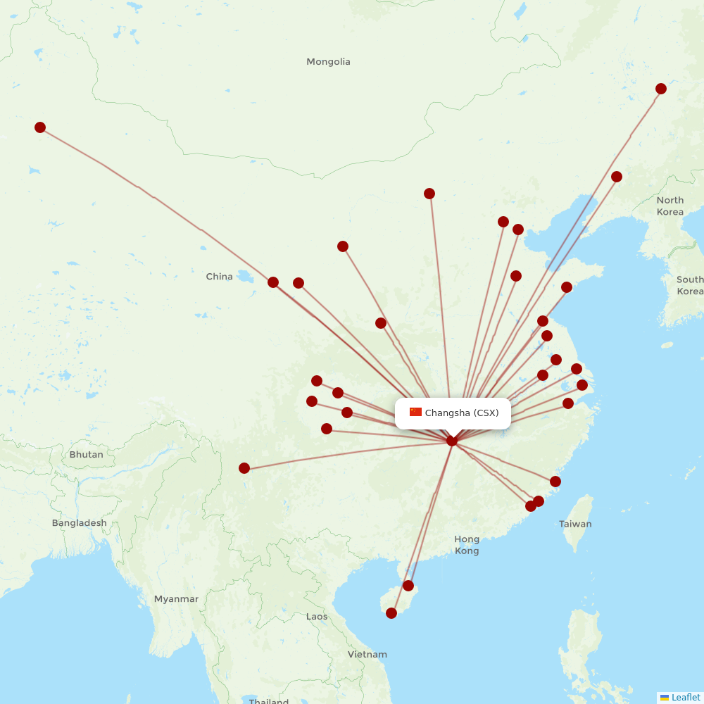Xiamen Airlines at CSX route map