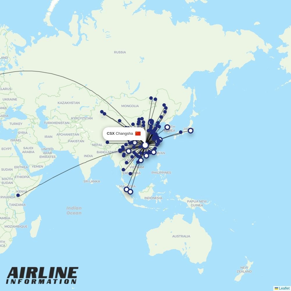 China Eastern routes from CSX