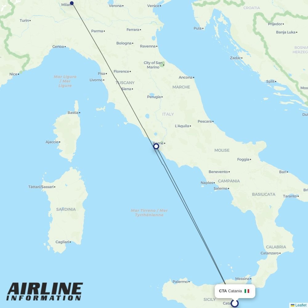 ITA Airways routes from CTA