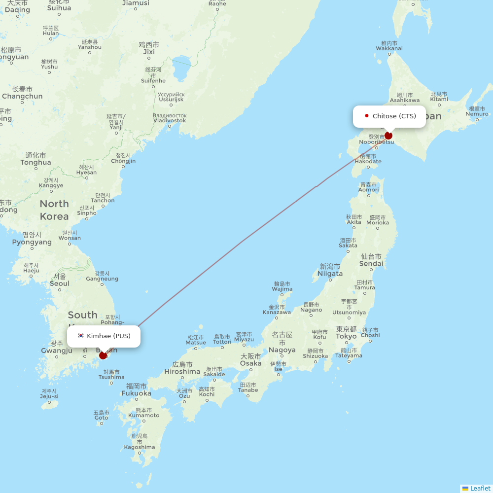 Air Busan at CTS route map