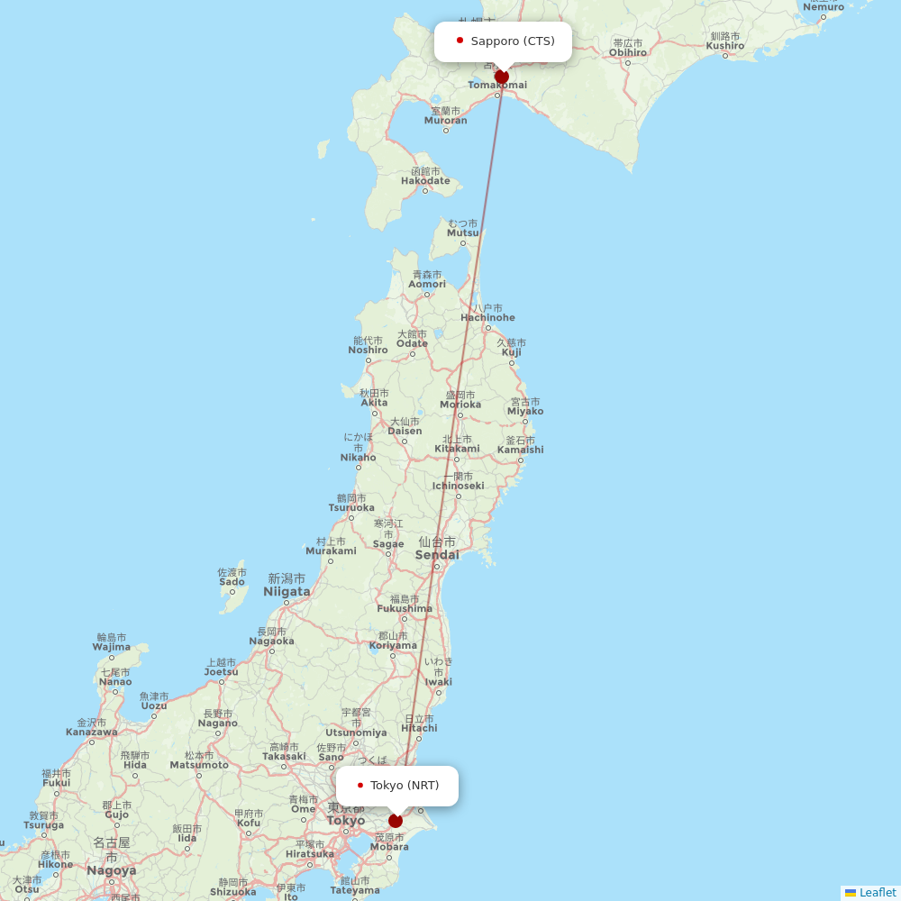 Spring Airlines Japan at CTS route map