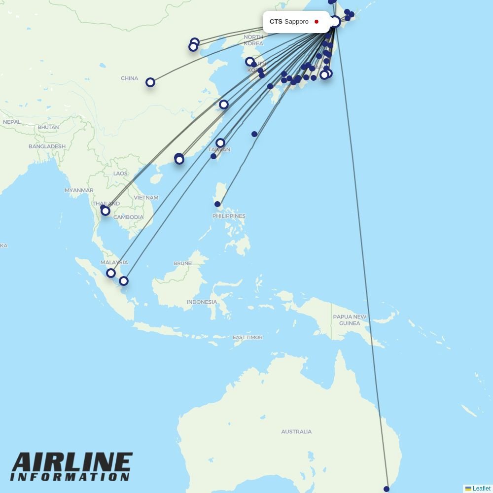 JAL routes from CTS