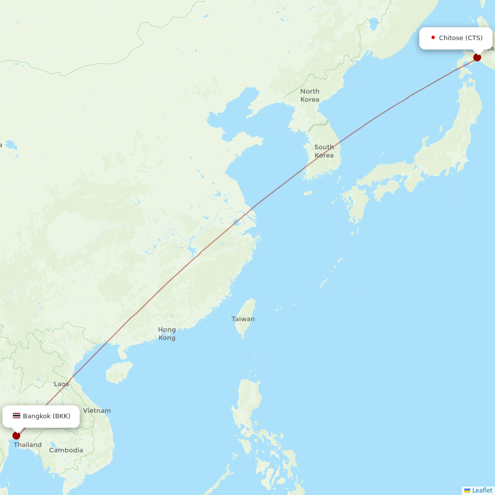 Thai AirAsia X at CTS route map