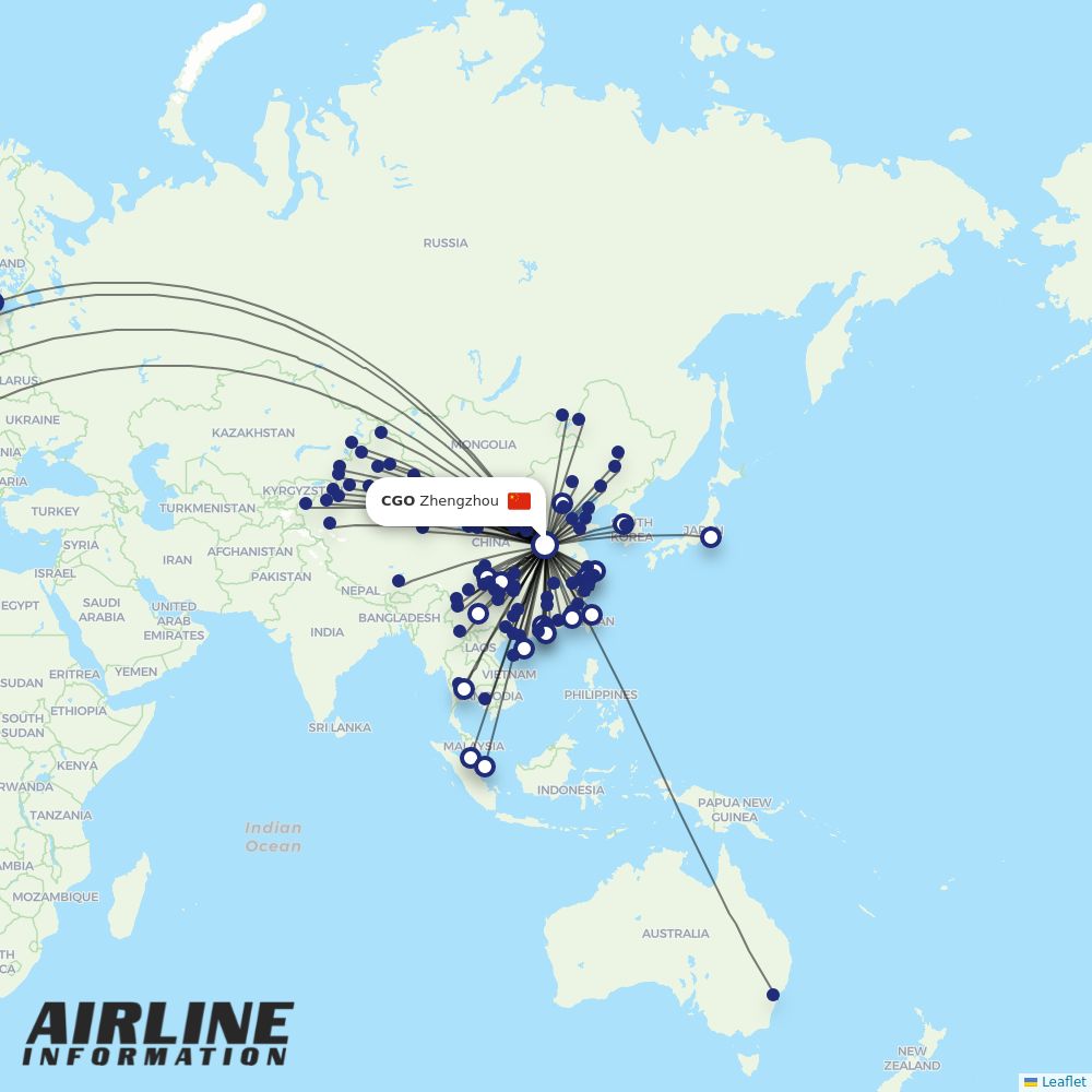 Sichuan Airlines routes from CTU