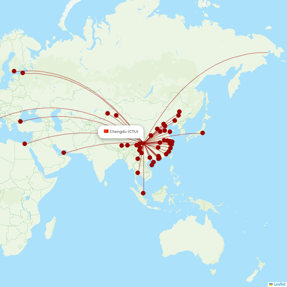 Sichuan Airlines at CTU route map