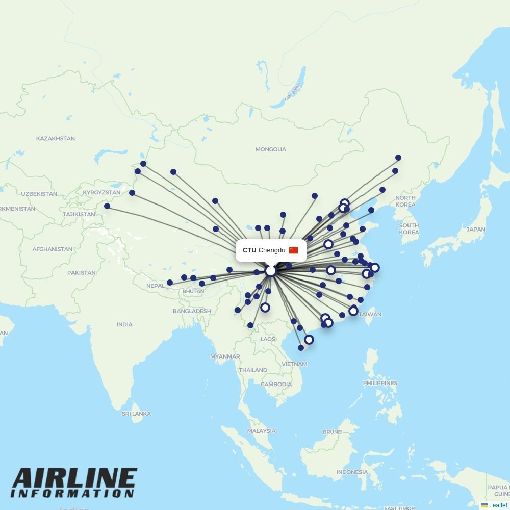 Shenzhen Airlines routes from CTU