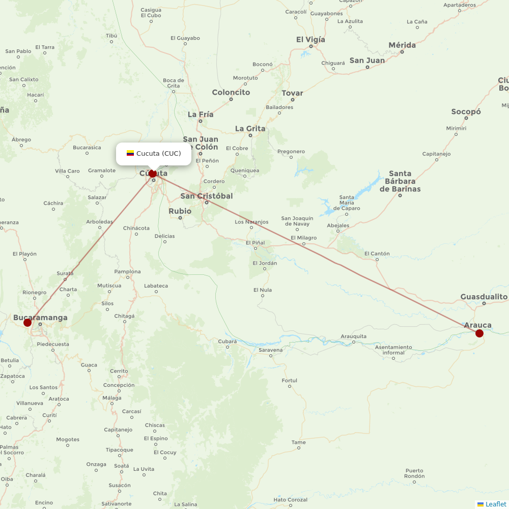 EasyFly at CUC route map