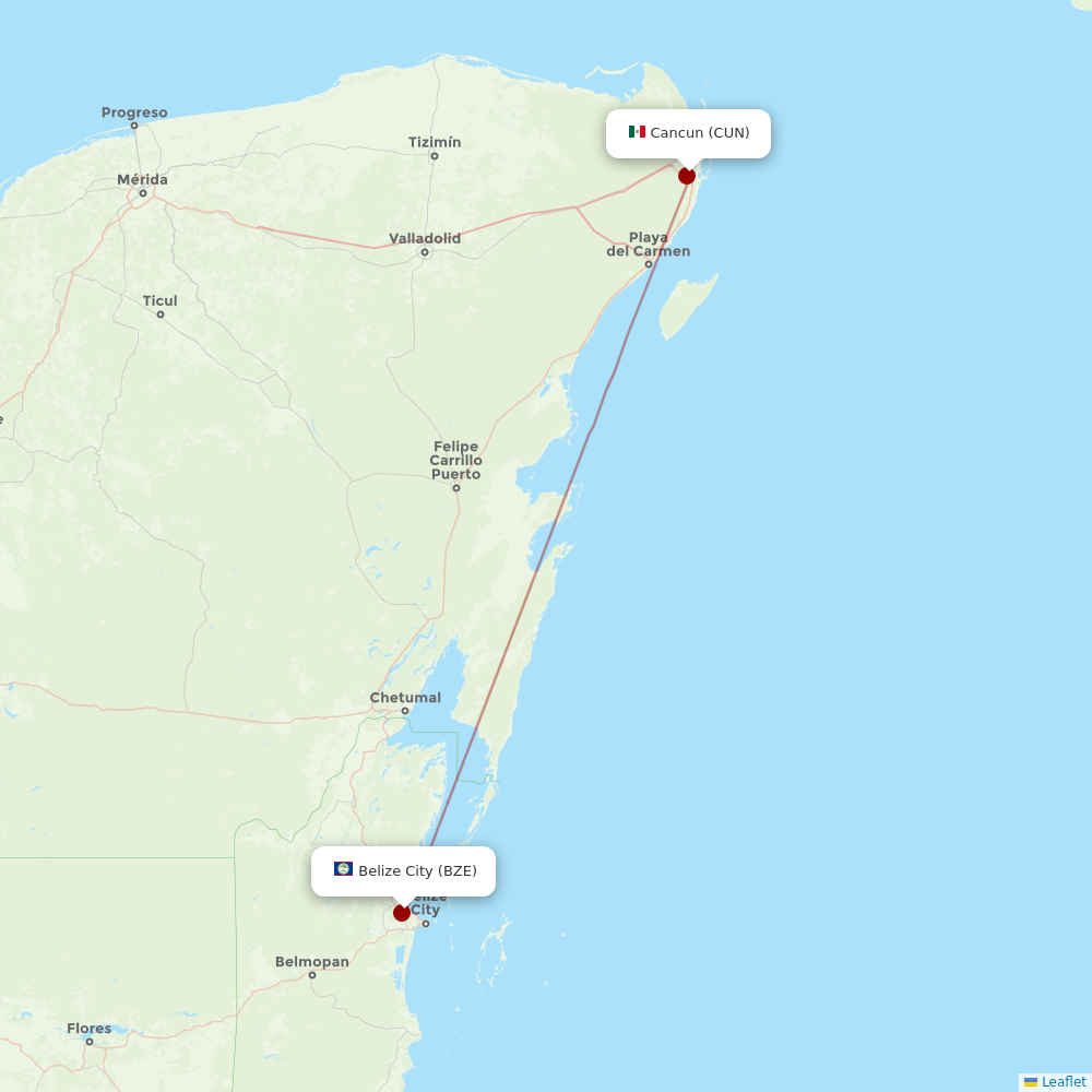 Tropic Air at CUN route map