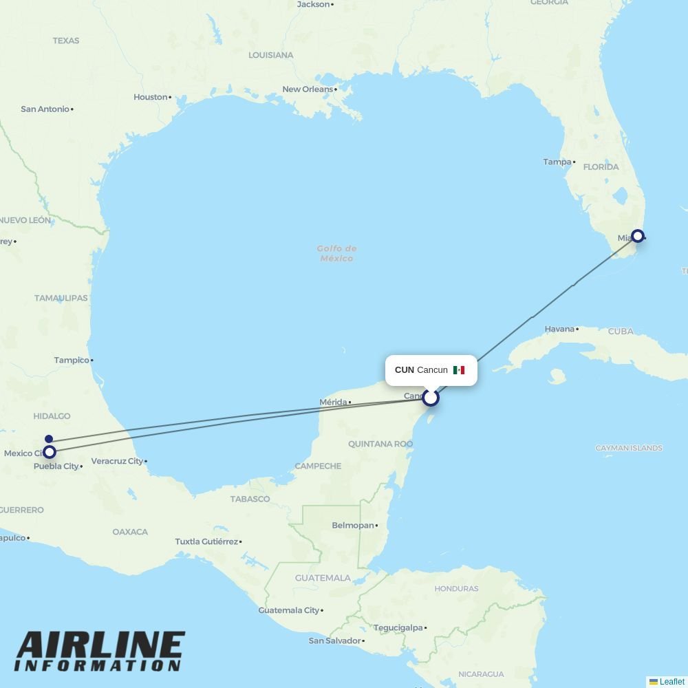 Aeromexico routes from CUN