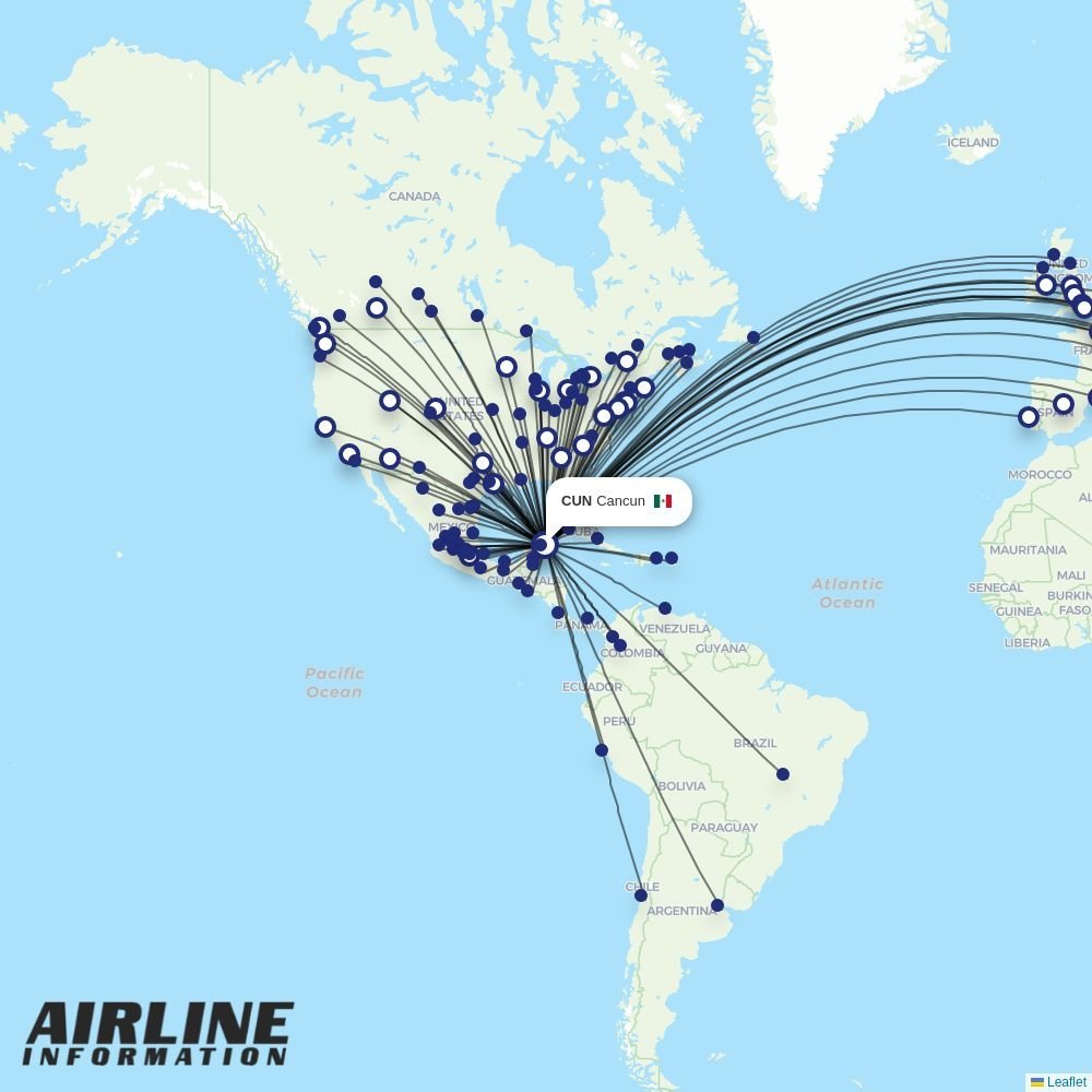Air Transat routes from CUN