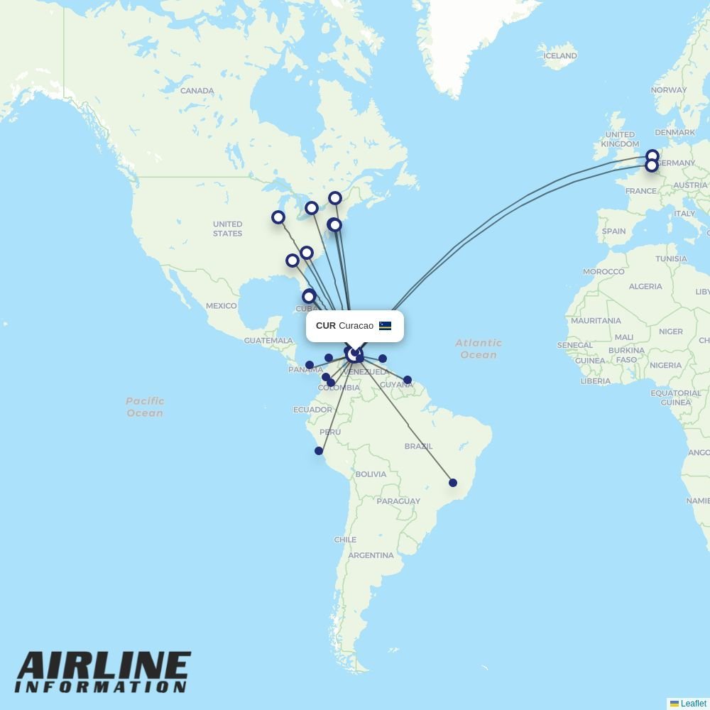 TUIfly Netherlands routes from CUR