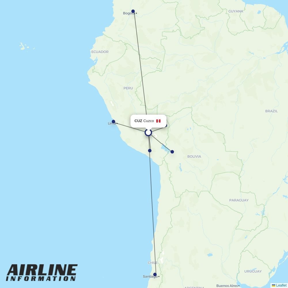 Sky Airline routes from CUZ