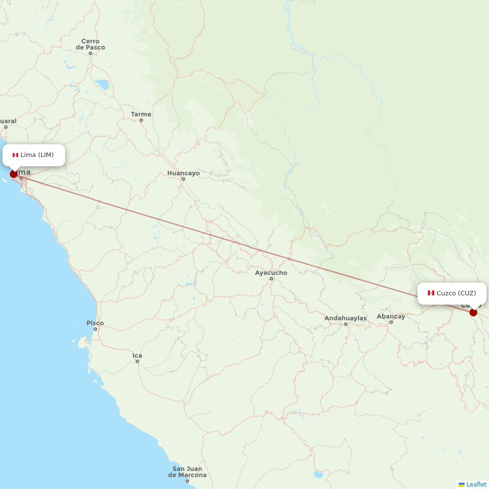 Sky Airline at CUZ route map