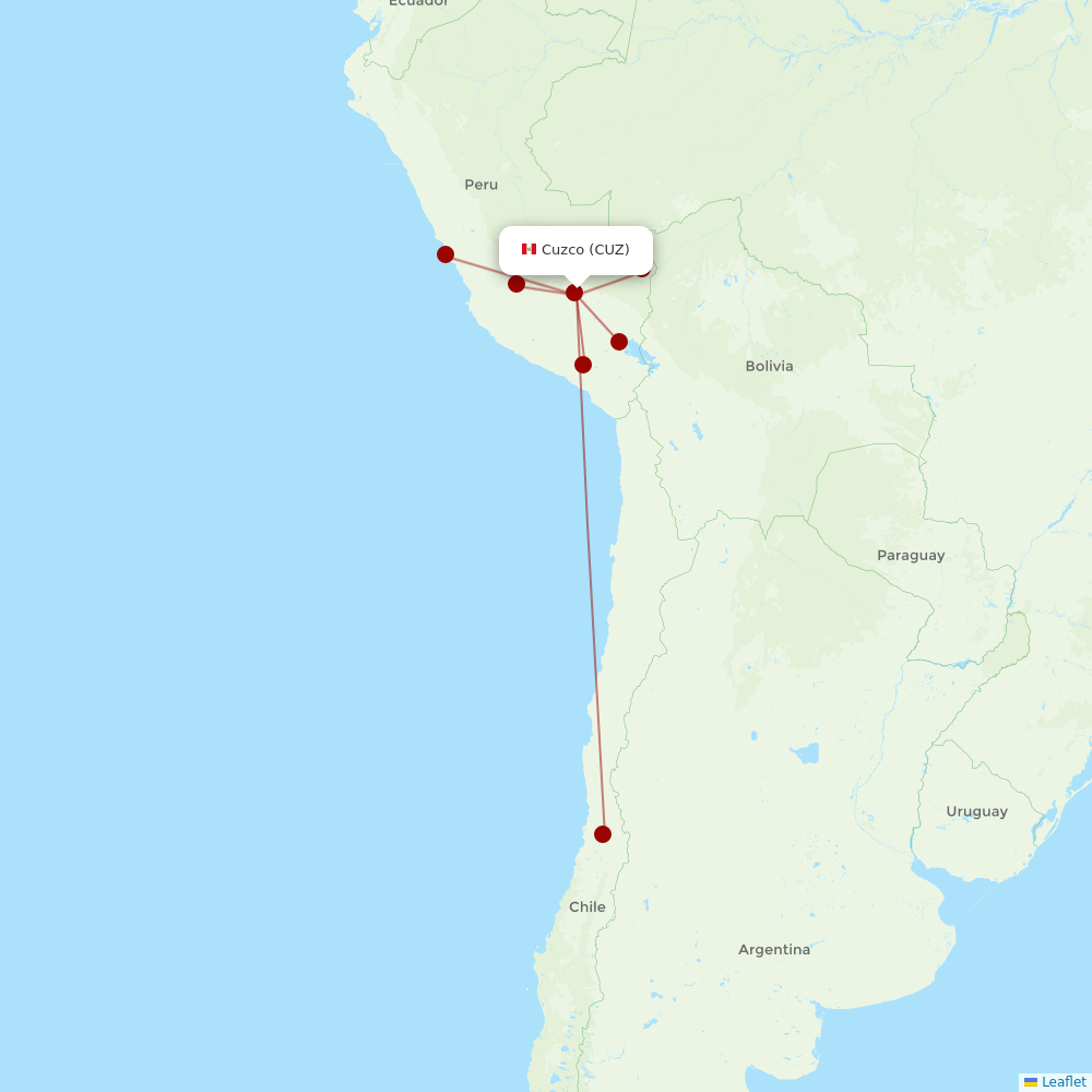 LATAM Airlines at CUZ route map