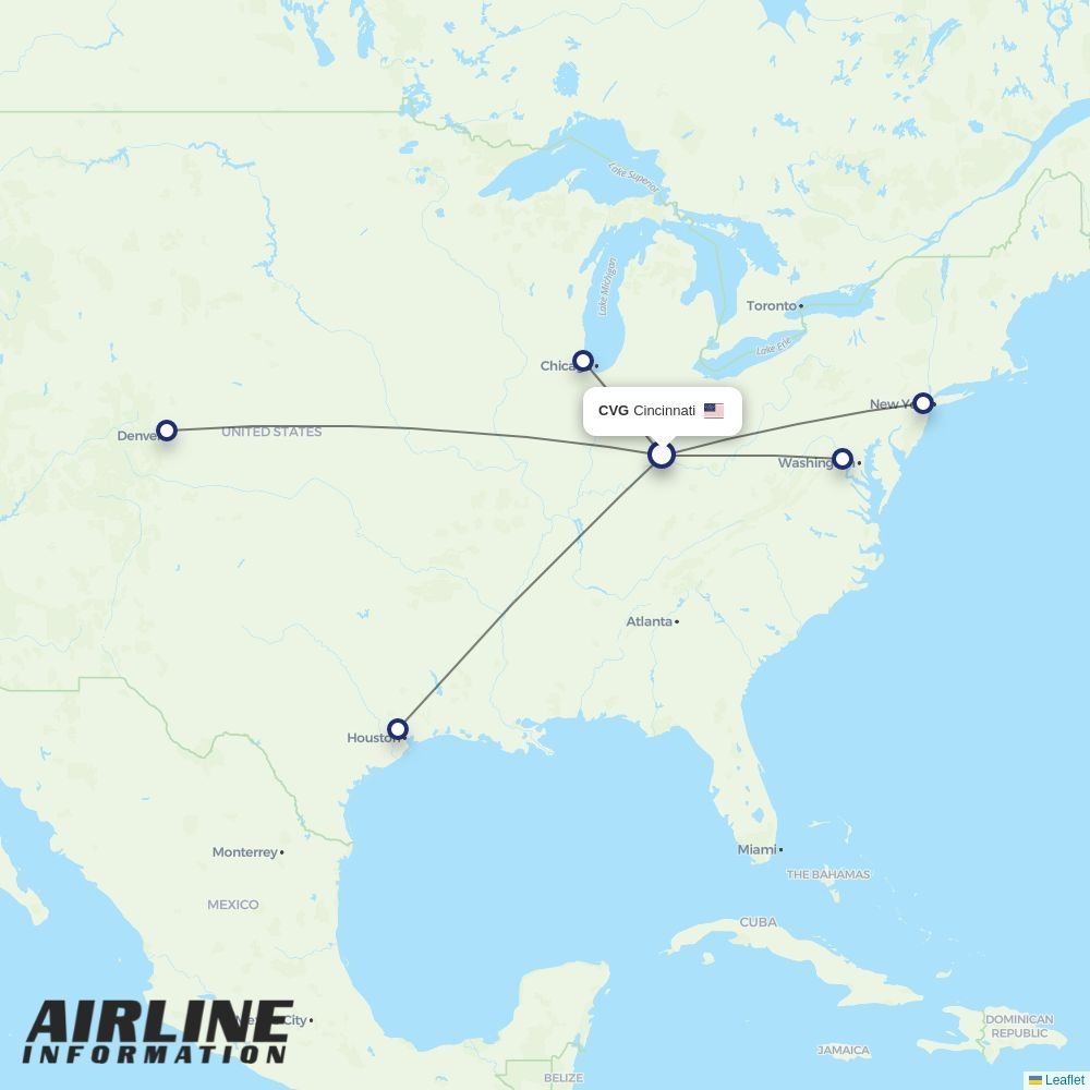 United routes from CVG