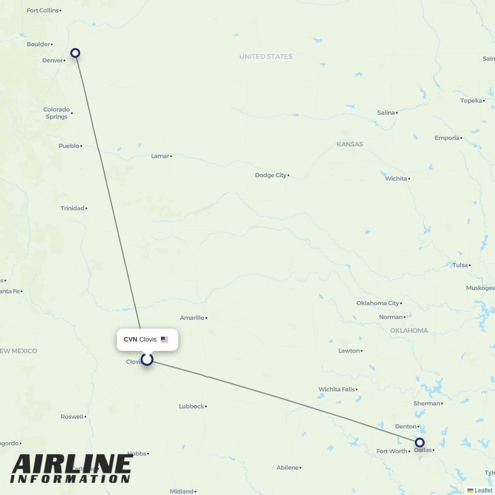 Key Lime Air routes from CVN
