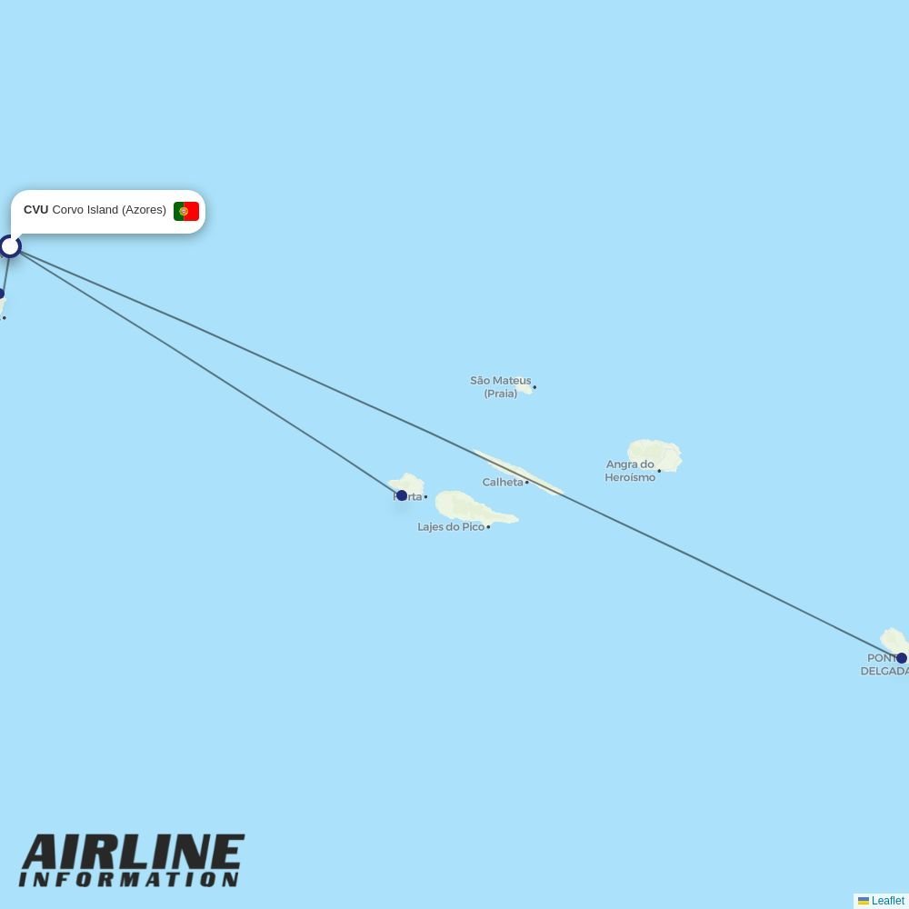 SATA - Air Acores routes from CVU