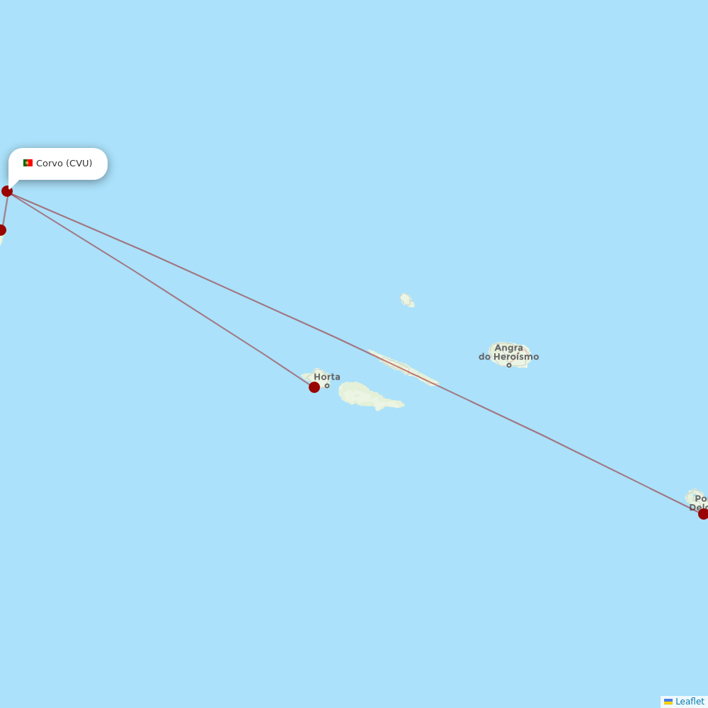 SATA - Air Acores at CVU route map