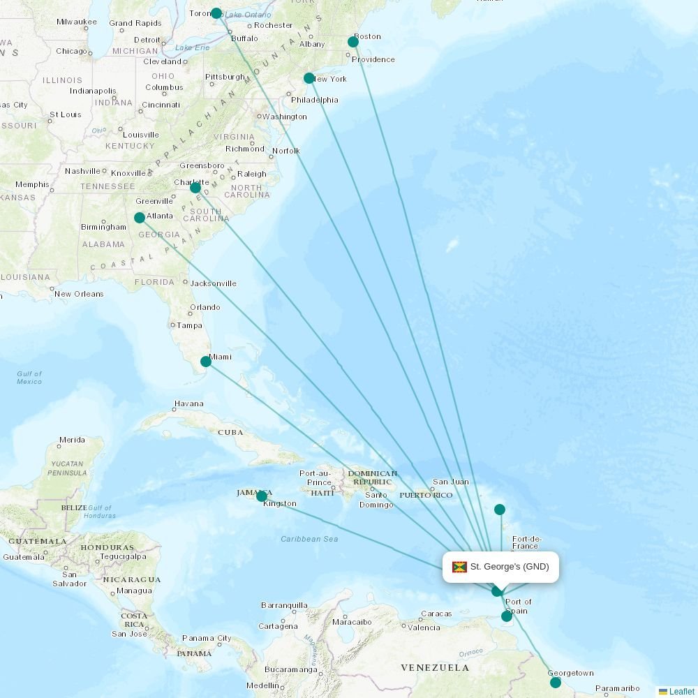 LATAM routes from CWB