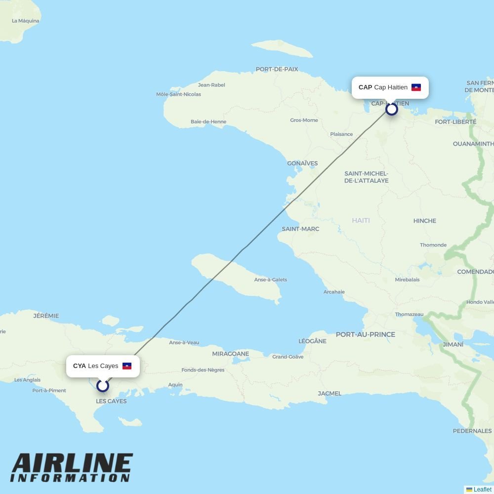 Sunrise Airways routes from CYA
