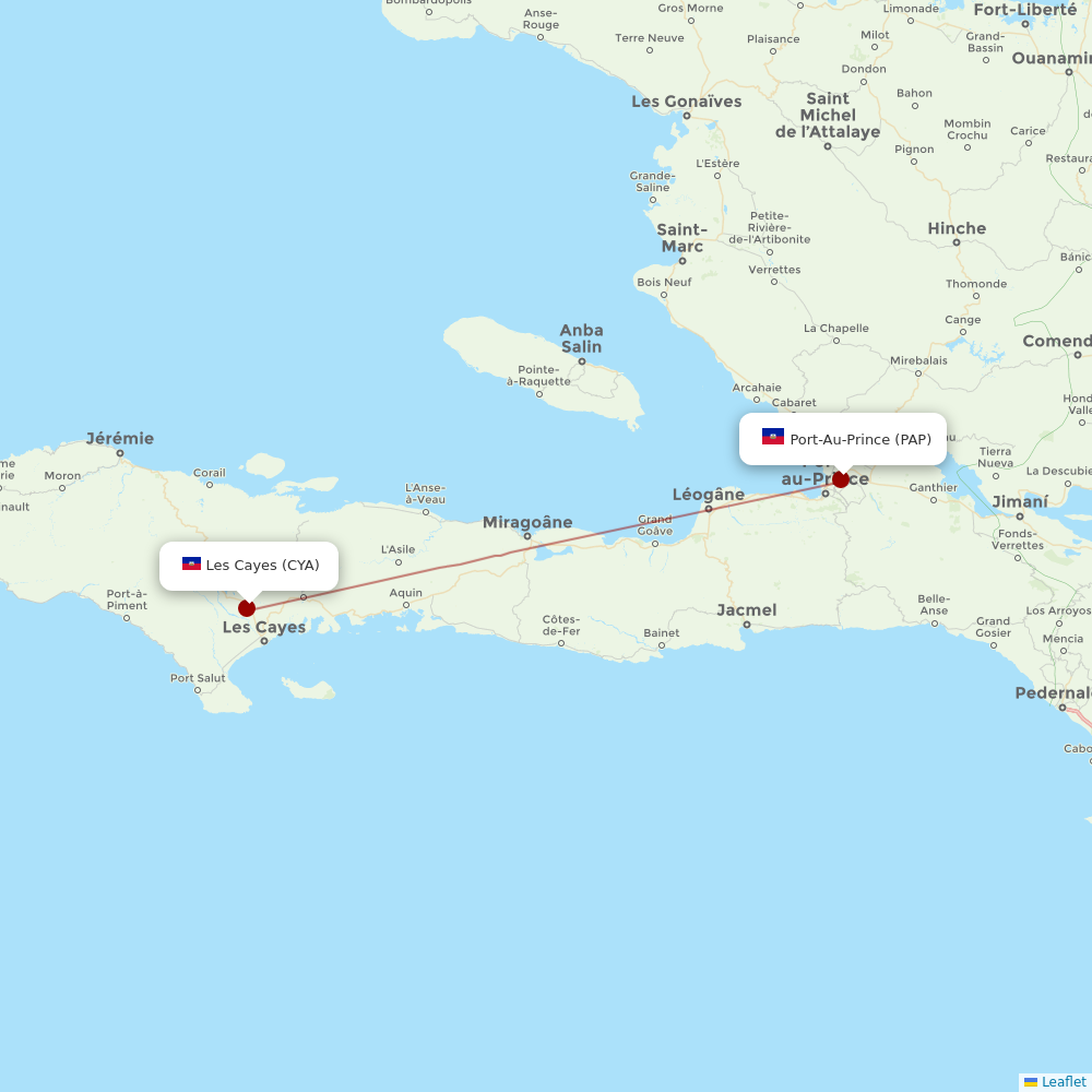 Sunrise Airways at CYA route map