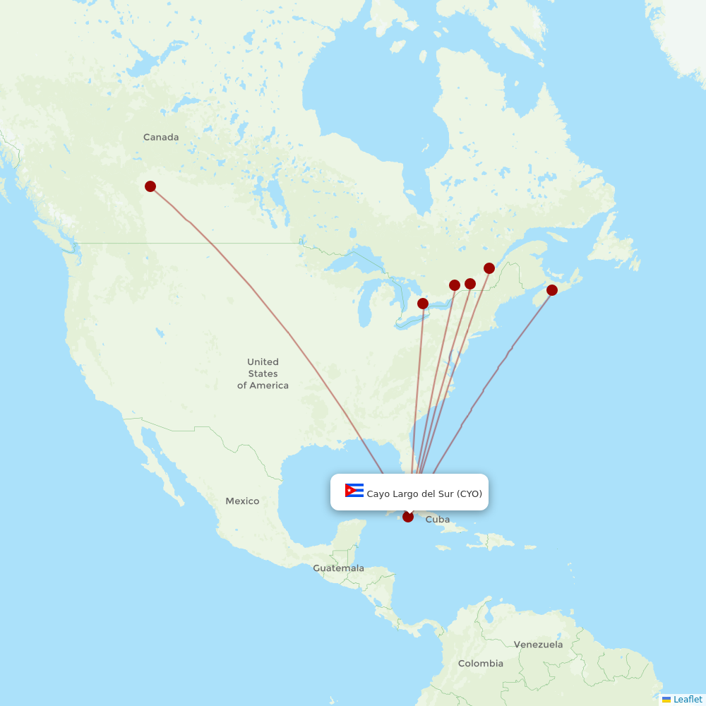 Sunwing Airlines at CYO route map