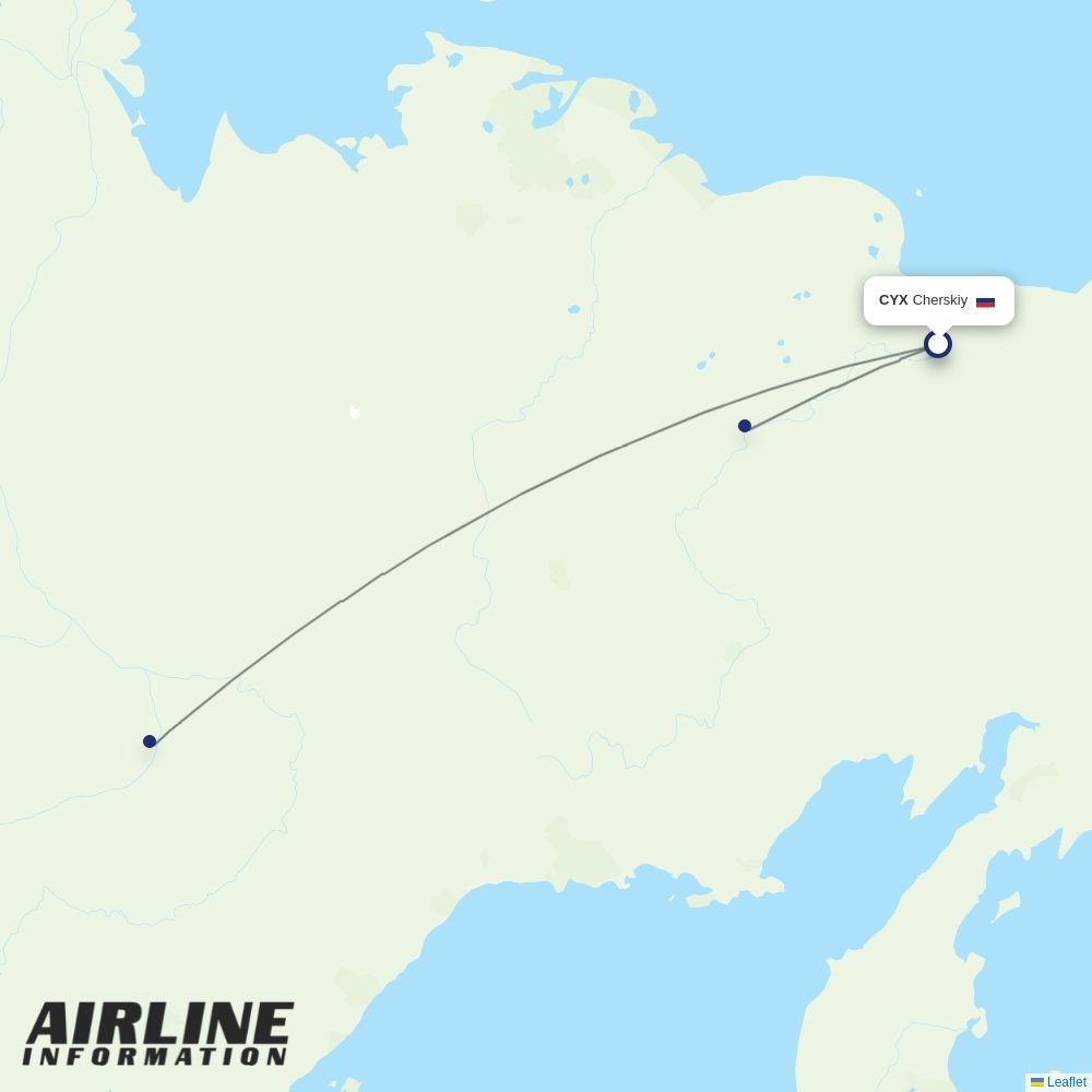 Yakutia routes from CYX